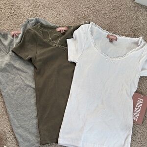 Fade Drose Lace Trim T-Shirts Set nwt xs